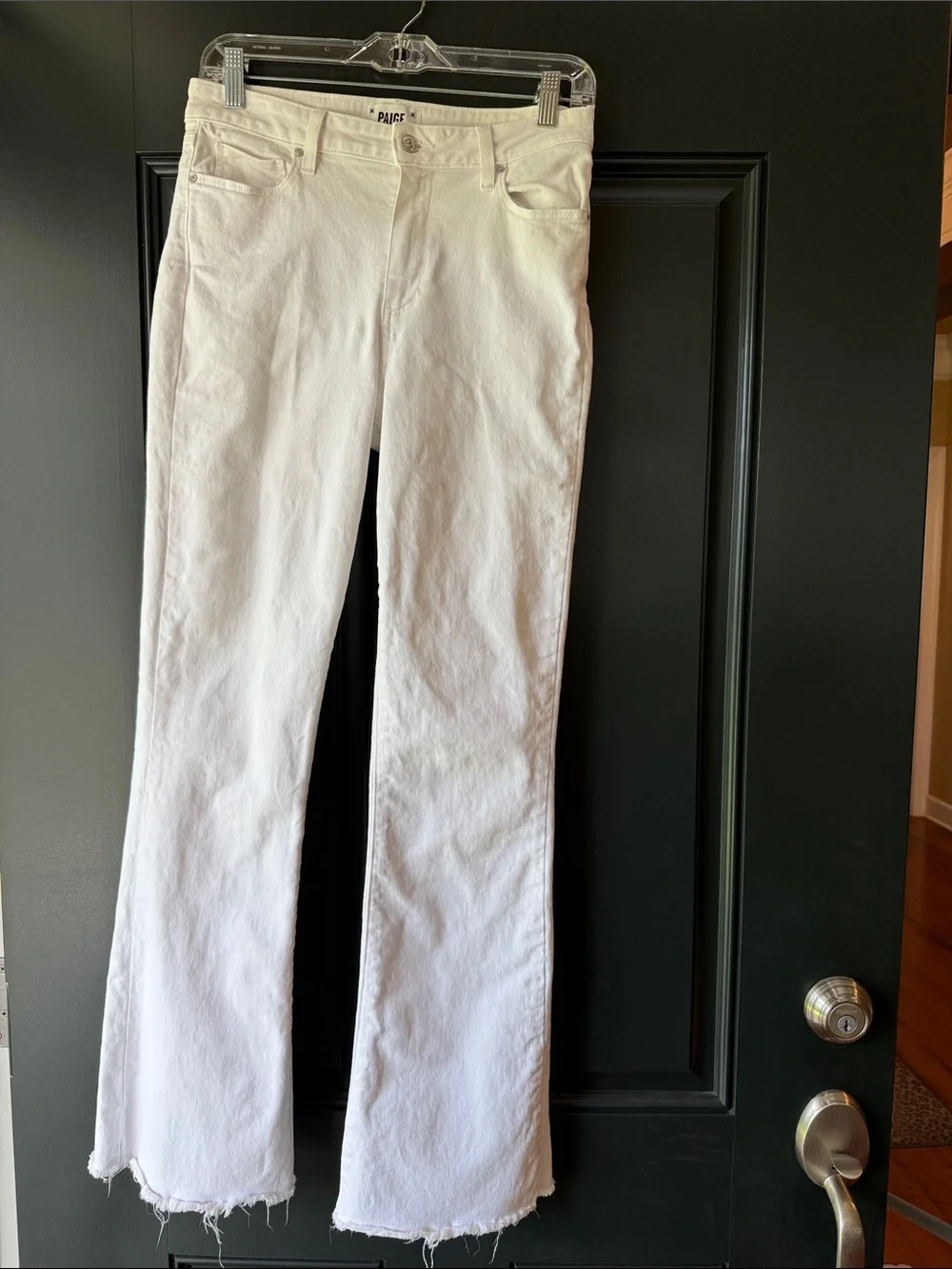 Paige High Rise Laurel Canyon Bootcut Crisp White Jeans Waist 28 - Picture 2 of 14